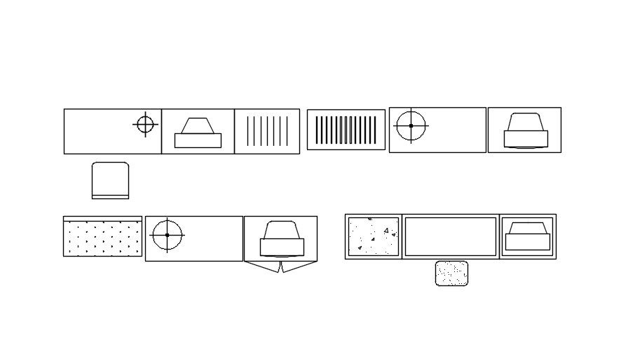 2D DWG Blocks of TV Units for Interior Furniture Layout