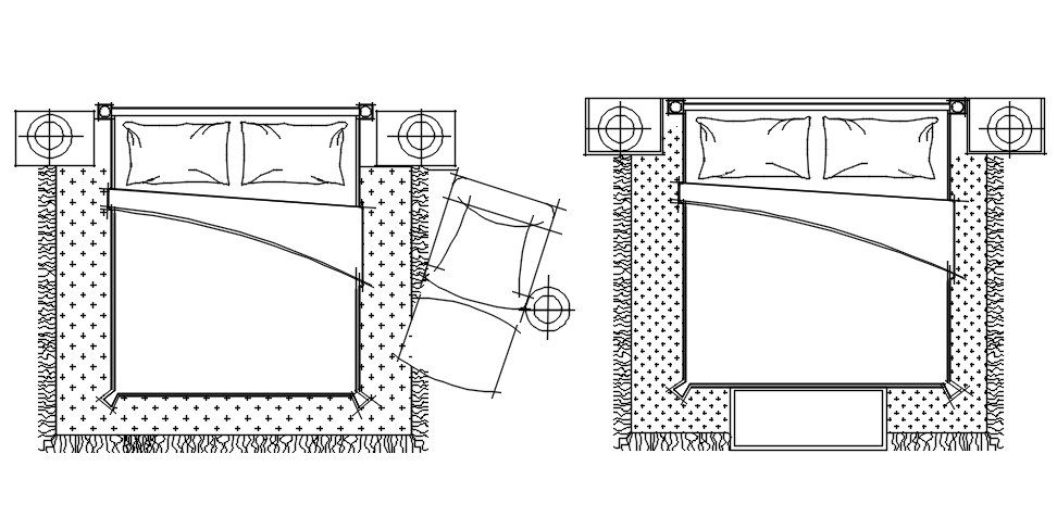 AutoCAD 2D Bed Block Drawing in DWG Format for Design