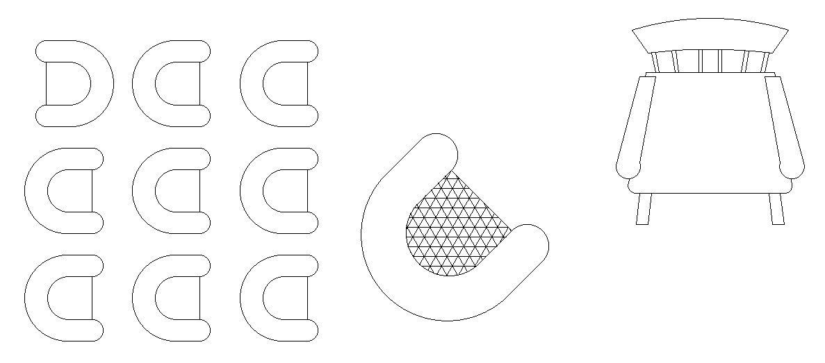 AutoCAD 2D blocks of chair, CAD file, dwg file