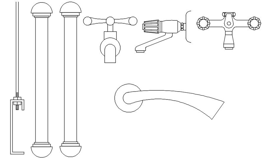 AutoCAD 2D blocks of faucets, dwg file, CAD file