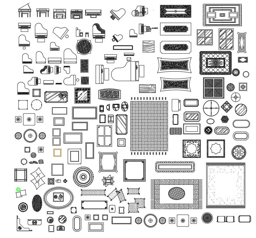 AutoCAD 2D blocks of living room furniture, CAD file, dwg file