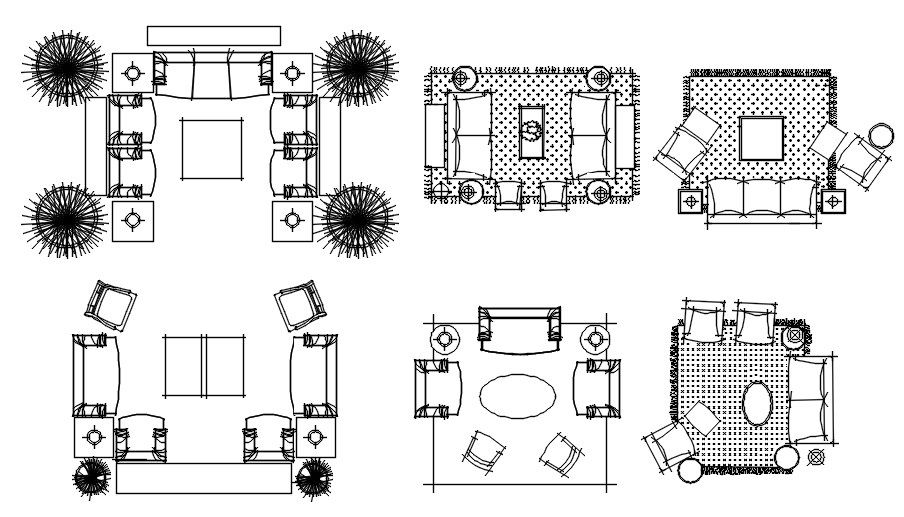 Sofa set blocks designed in AutoCAD 2D DWG and AutoCAD format