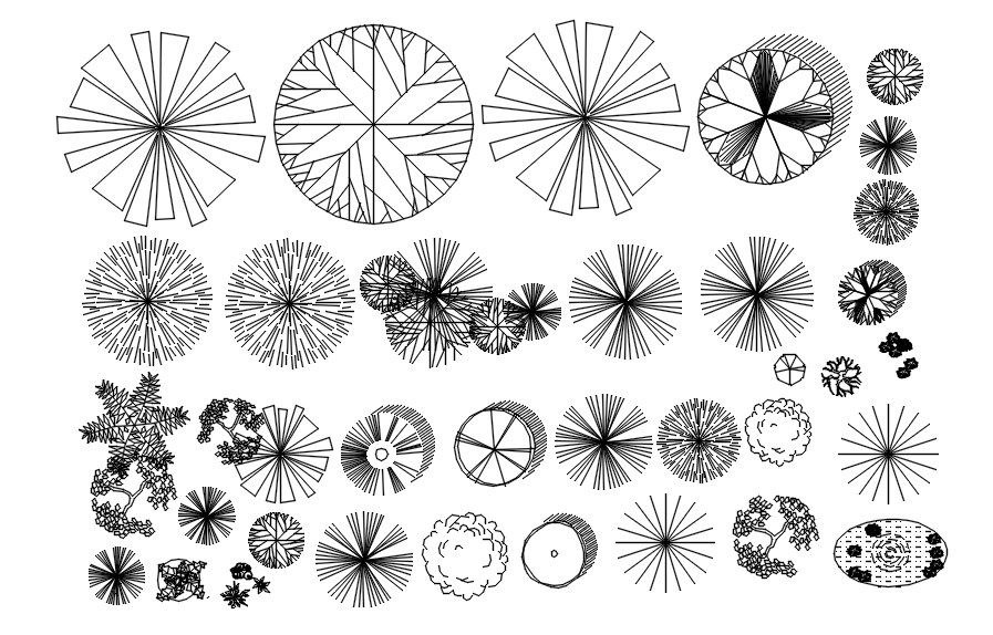 AutoCAD 2D blocks of trees, dwg file, CAD file