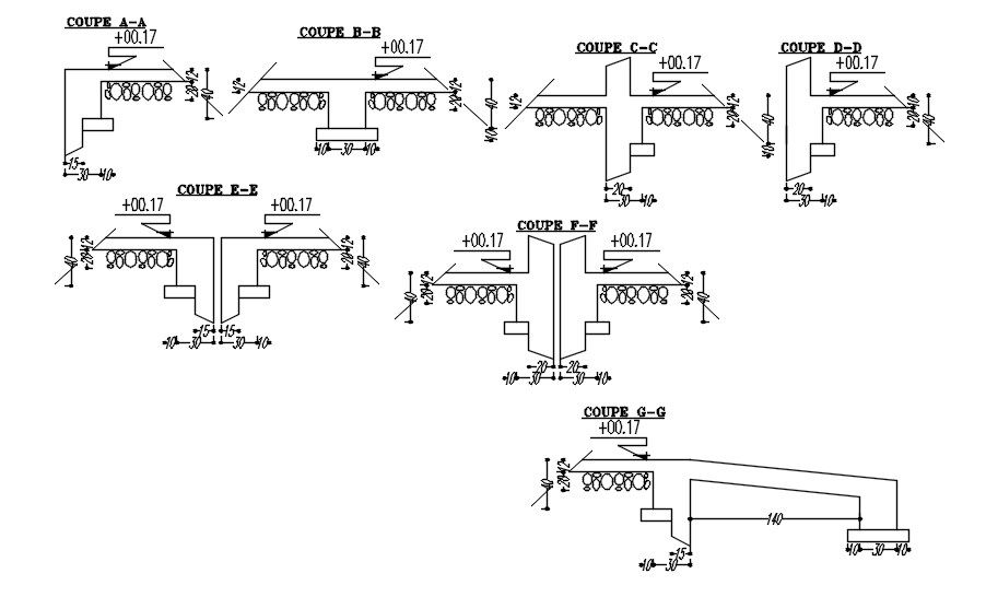 AutoCAD 2D design of different corners with formwork details, CAD file, dwg file