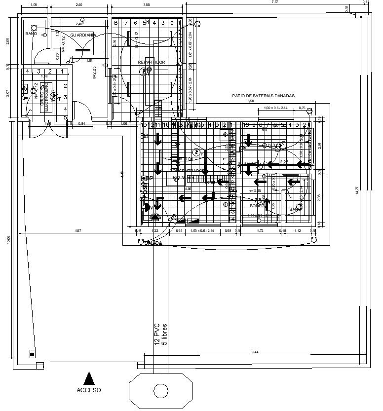 AutoCAD 2D design of electric room with details, CAD file, dwg file