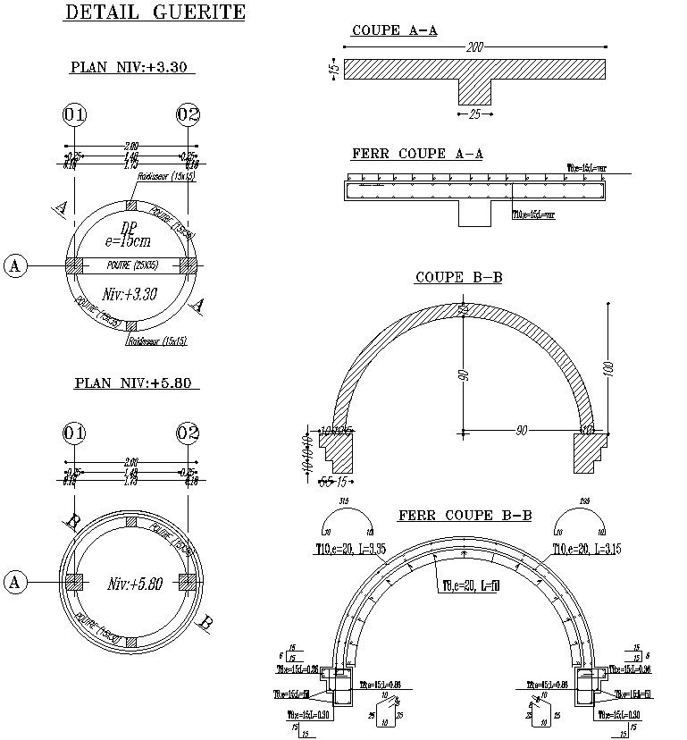 AutoCAD 2D design of gatehouse structural details, CAD file, dwg file