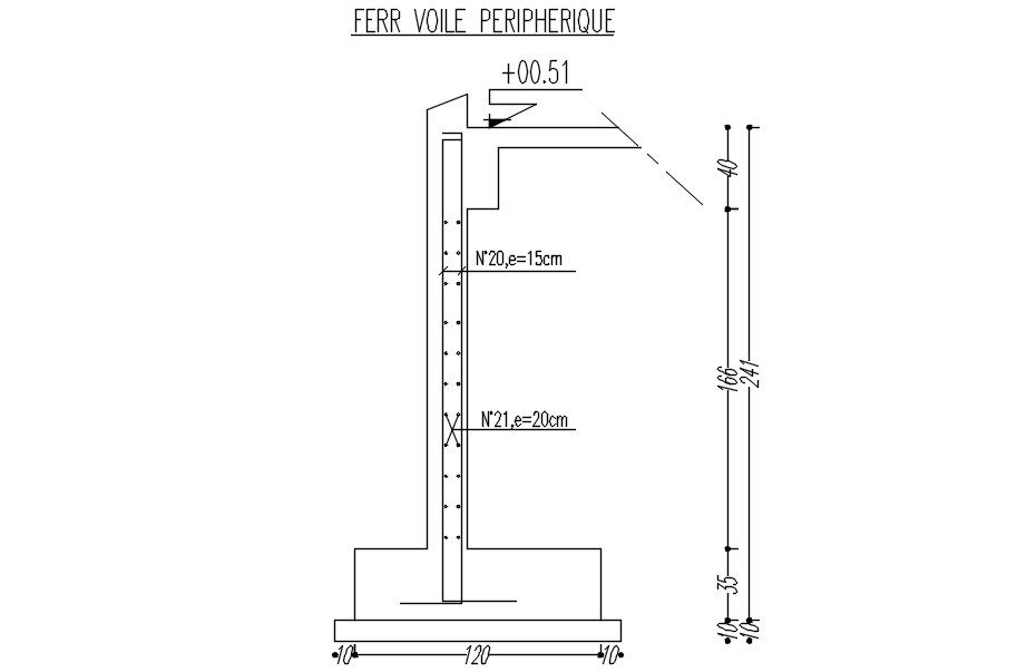 AutoCAD 2D design of the structure with reinforcement details, CAD file