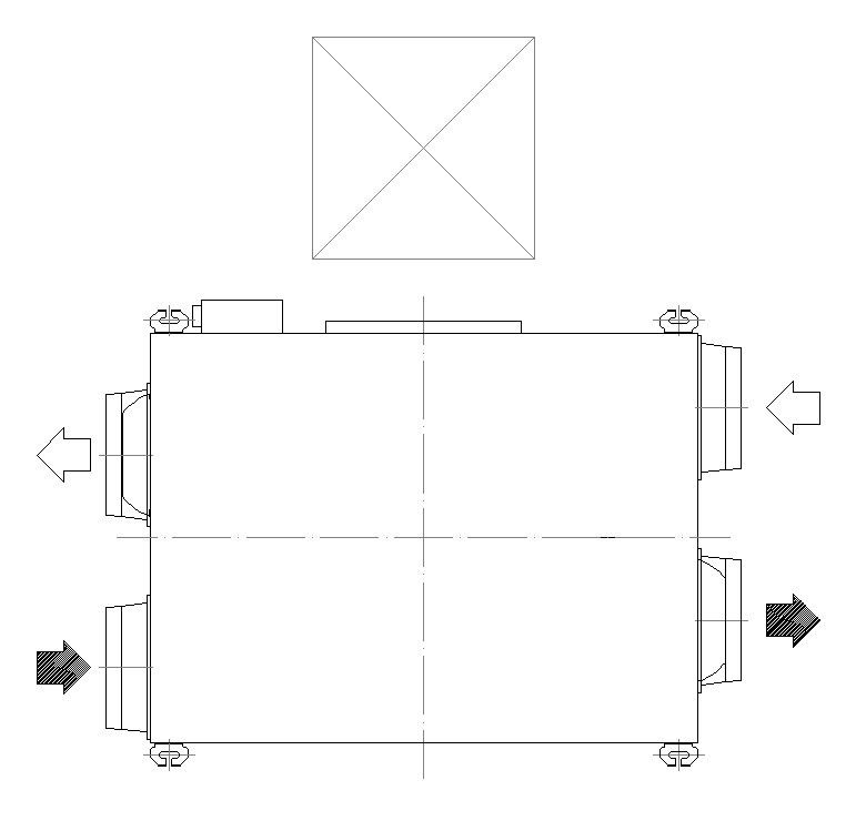 2D AutoCAD Drawing of 2-Way Cassette AC with Ceiling Mount Details