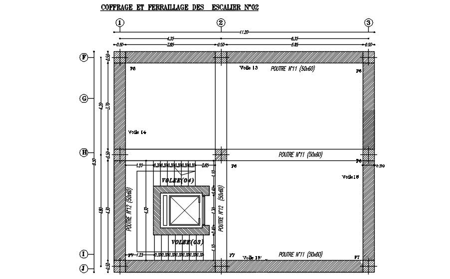 AutoCAD 2D drawing of FORMWORK AND REINFORCEMENT OF STAIRS with details, CAD file, dwg file