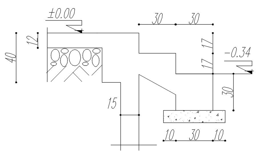 AutoCAD 2D drawing of Formwork details of the staircase, CAD file, dwg file