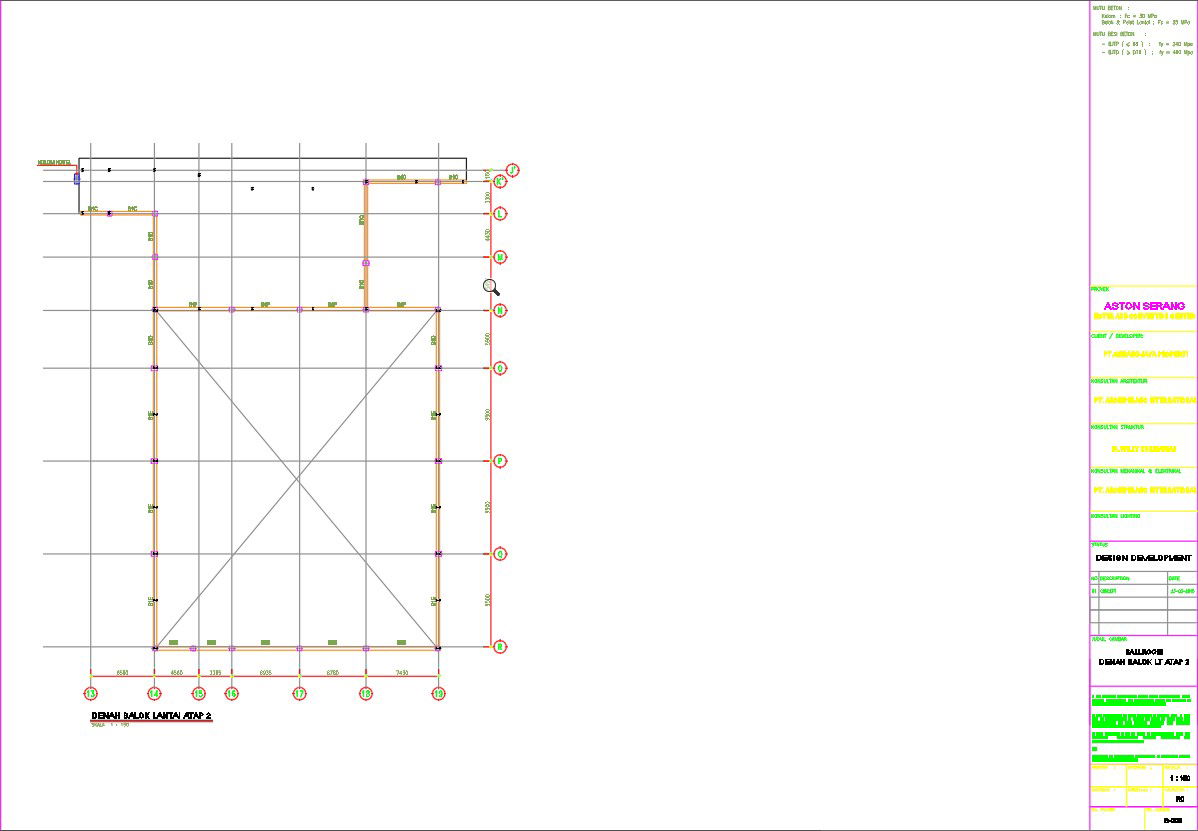 AutoCAD 2D drawing of ROOF FLOOR BEAM PLAN, CAD file, dwg file