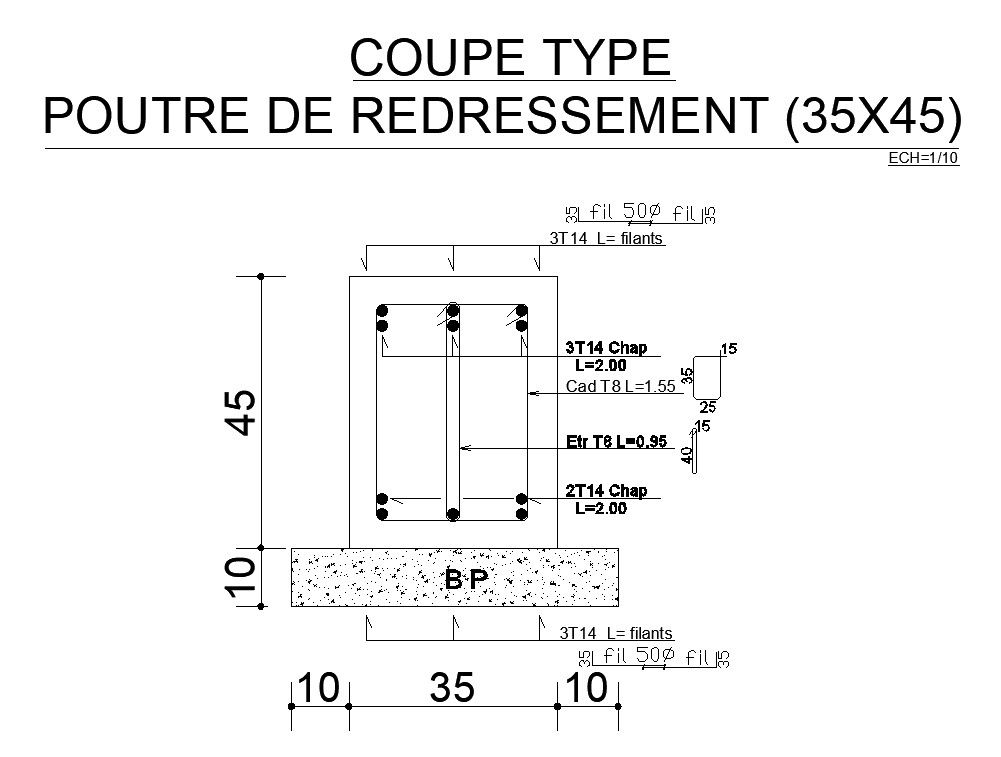 AutoCAD 2D drawing of Typical beam section details, CAD file, dwg file