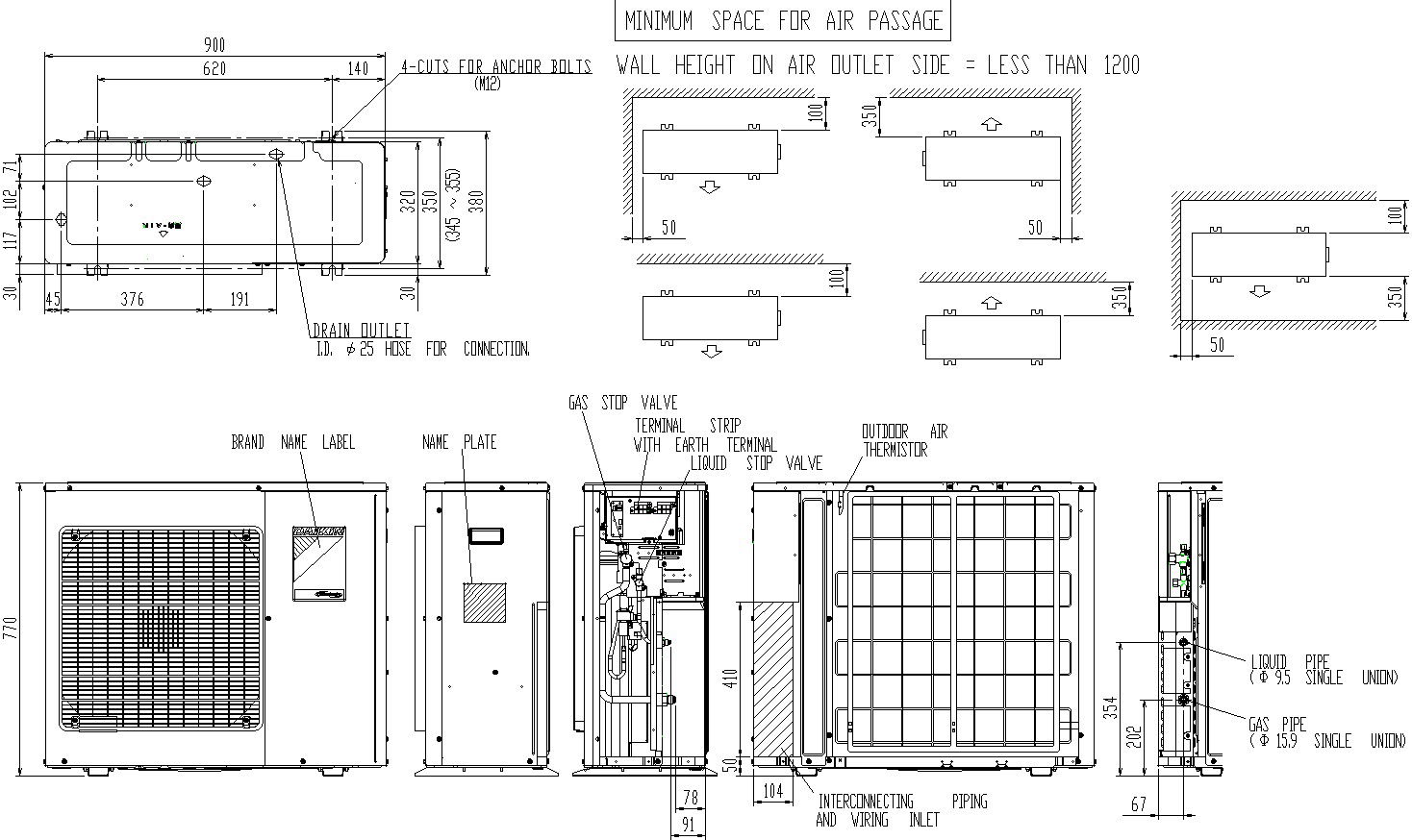 AutoCAD 2D drawing of air conditioner with all parts in detailing