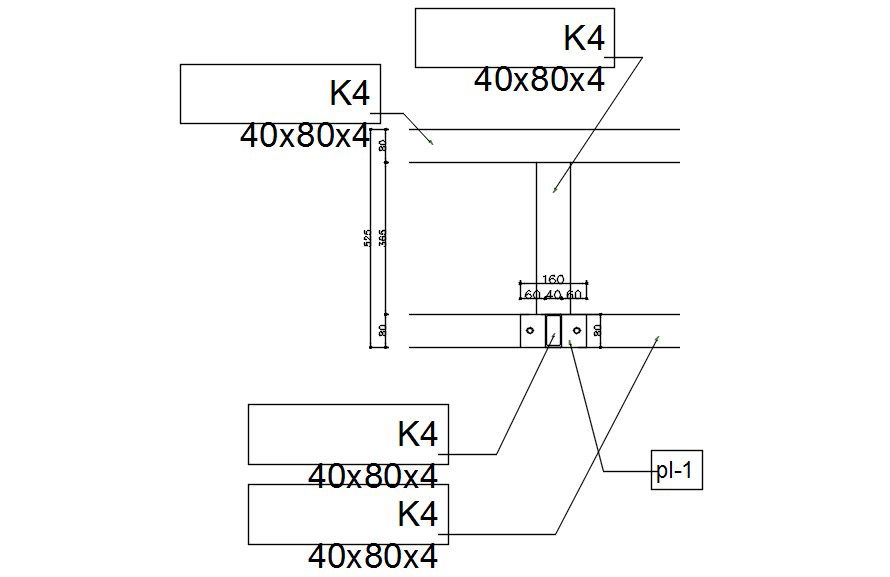AutoCAD 2D drawing of beam to column joints, dwg file, CAD file