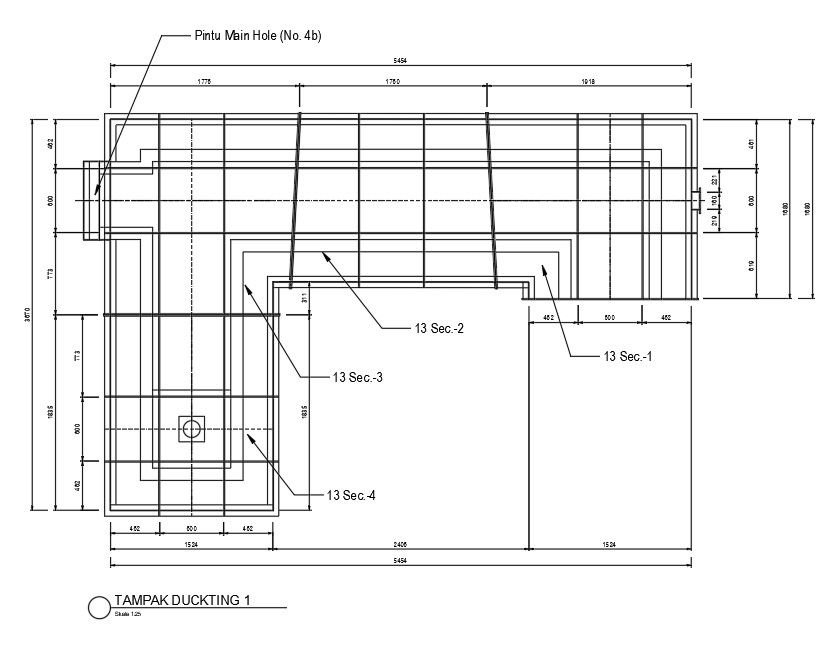 AutoCAD 2D drawing of ducting details, CAD file, dwg file