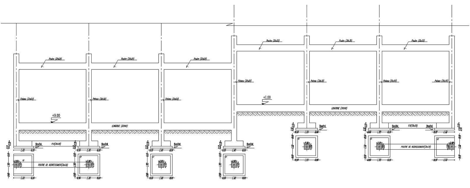 AutoCAD 2D drawing of foundation details of boundary wall, CAD file, dwg file