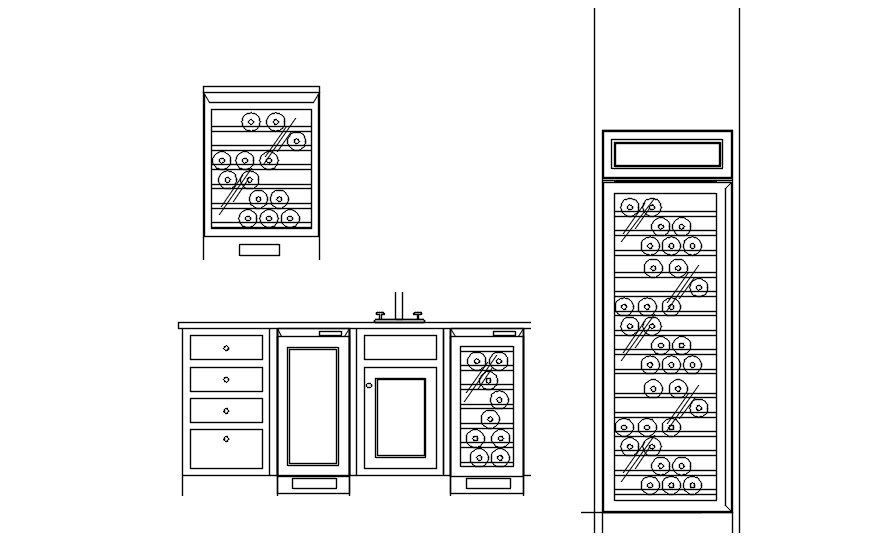 AutoCAD 2D drawing of kitchen furniture, CAD file, dwg file