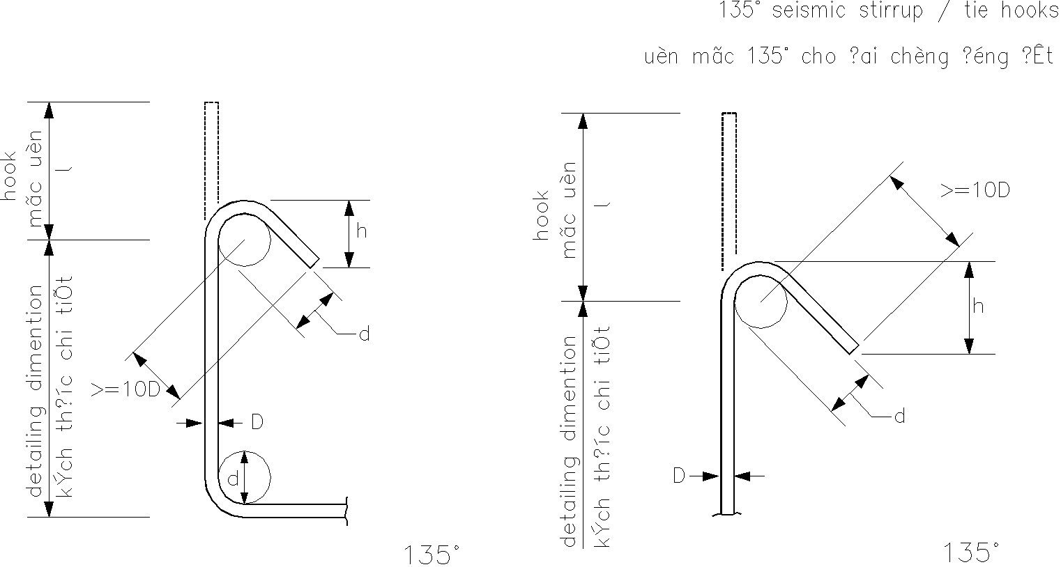 AutoCAD 2D drawing of tie hooks