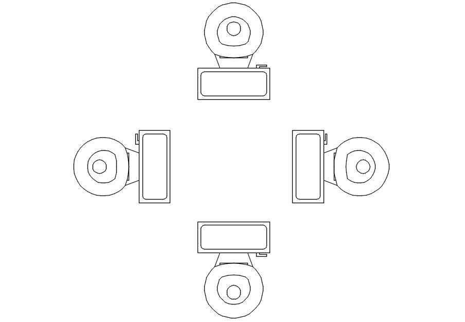 AutoCAD 2D drawing of toilet block, dwg file, CAD file