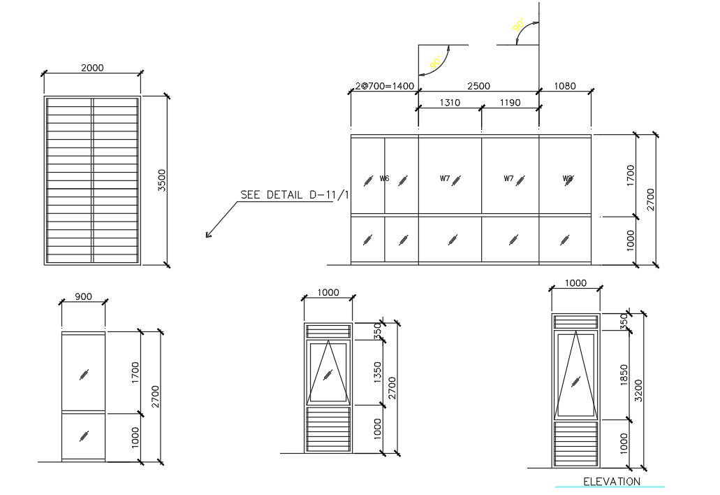 AutoCAD 2D showing Door and Window Panel plan . Download the AutoCAD DWG file.