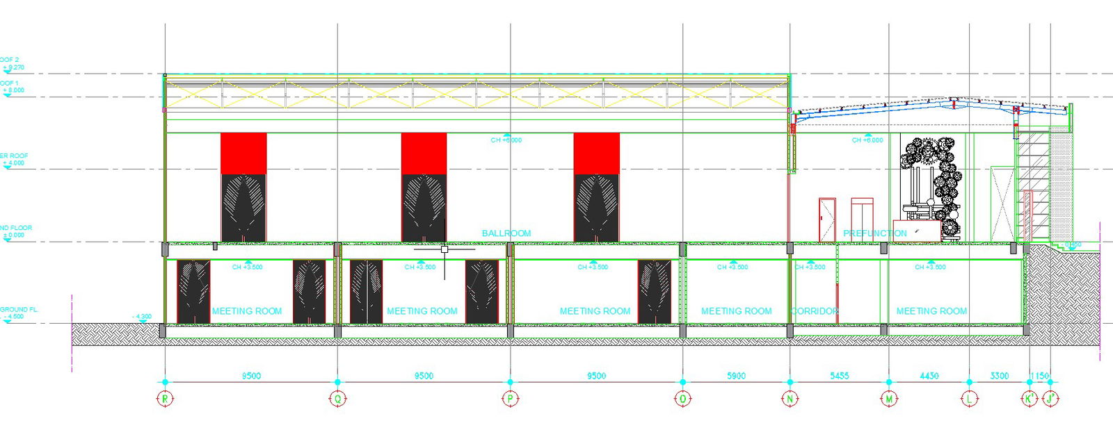 AutoCAD 2d drawing of commercial building section design, CAD file, dwg file