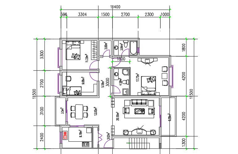 Discover Furnished 3 BHK Floor Plan Layout in DWG CAD Format File