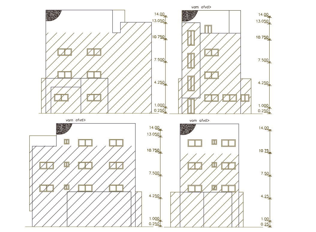 AutoCAD Apartment Building Elevation Design DWG File