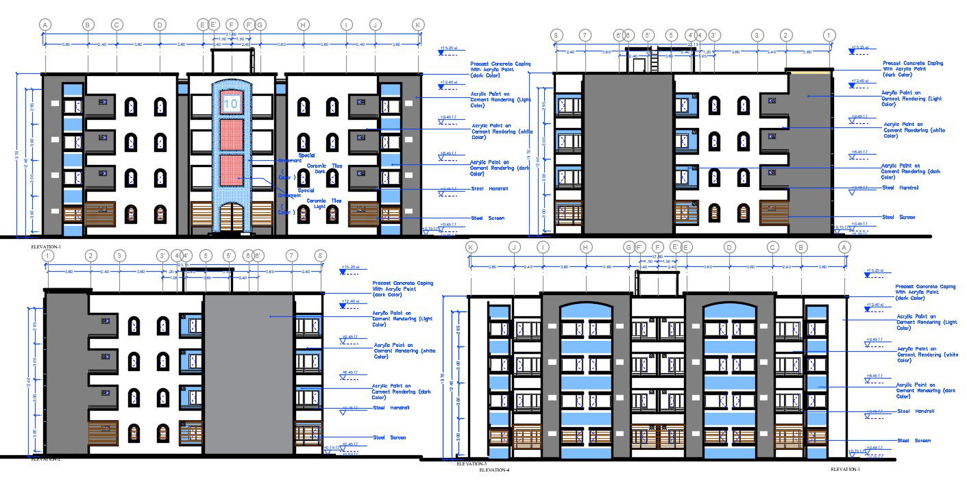 AutoCAD Apartment Building Elevation Drawing Download DWG File