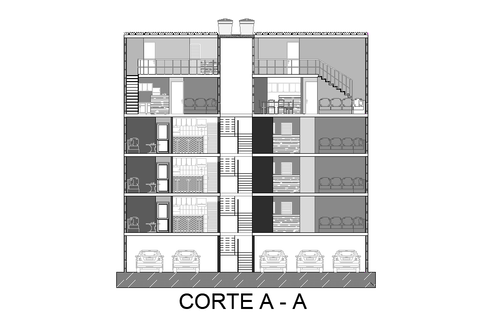AutoCAD Apartment Building Section Drawing DWG File