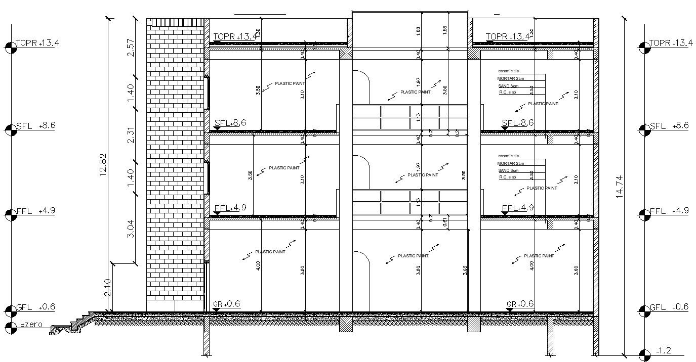 AutoCAD Building Section Drawing DWG File
