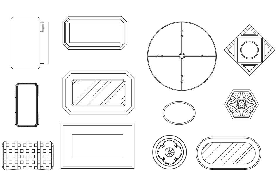 CAD Drawing File of Central Table Layout in Interior and Office Spaces