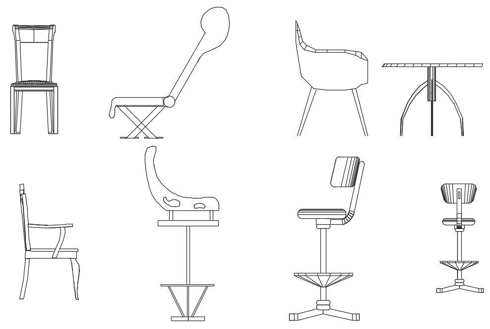 AutoCAD Chair Blocks Elevation Design Free Download DWG