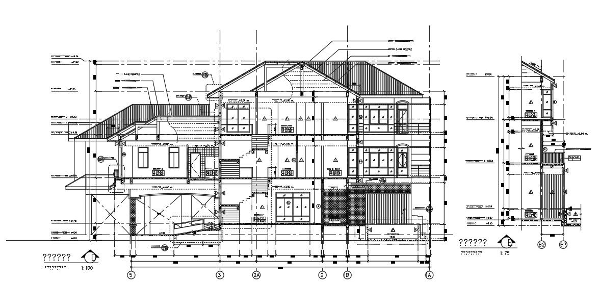 AutoCAD DWG Architectural House of G+2 section detail Autocad Drawing is available. Download the AutoCAD DWG file.