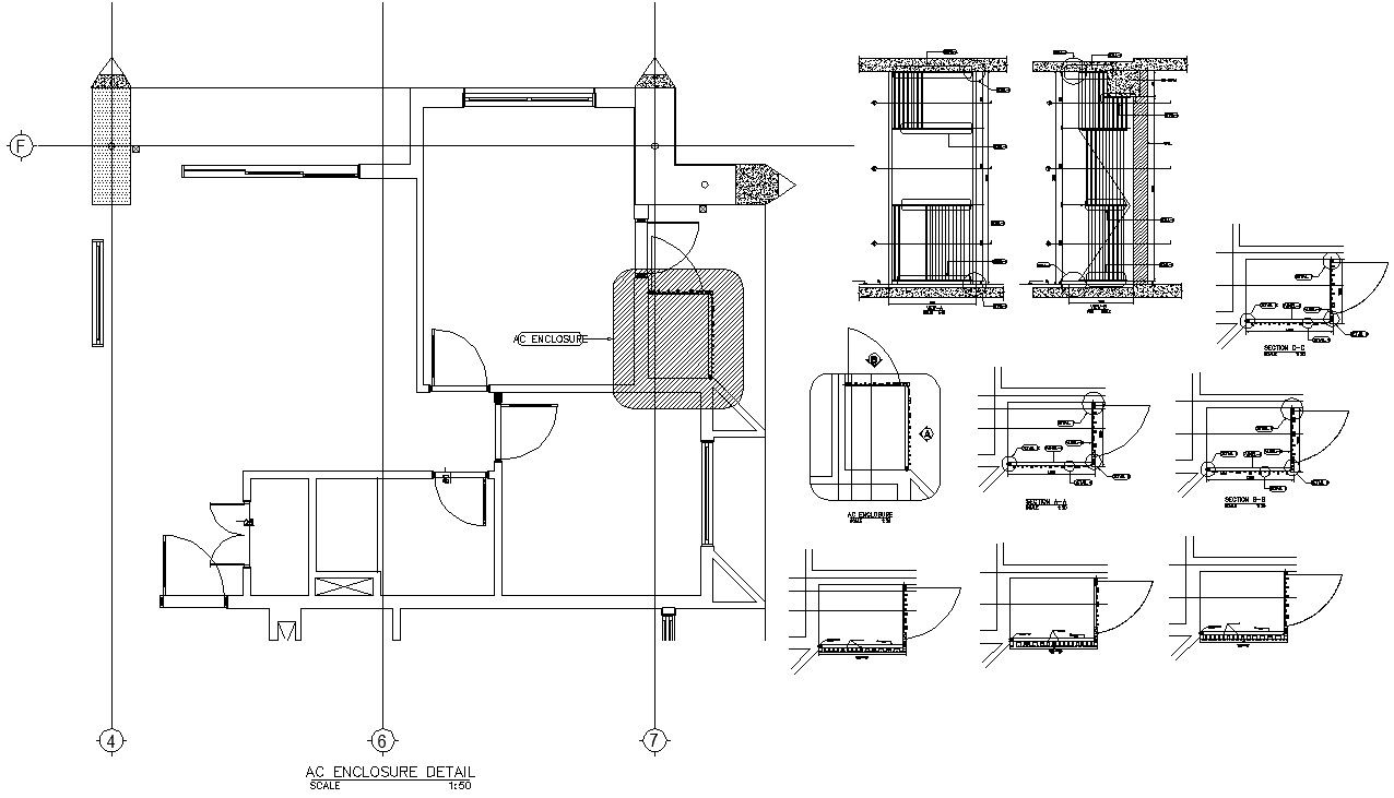 AutoCAD DWG AutoCAD file Shows the details of the Enclosure of Shop drawing, Download Autocad DWg drawing file