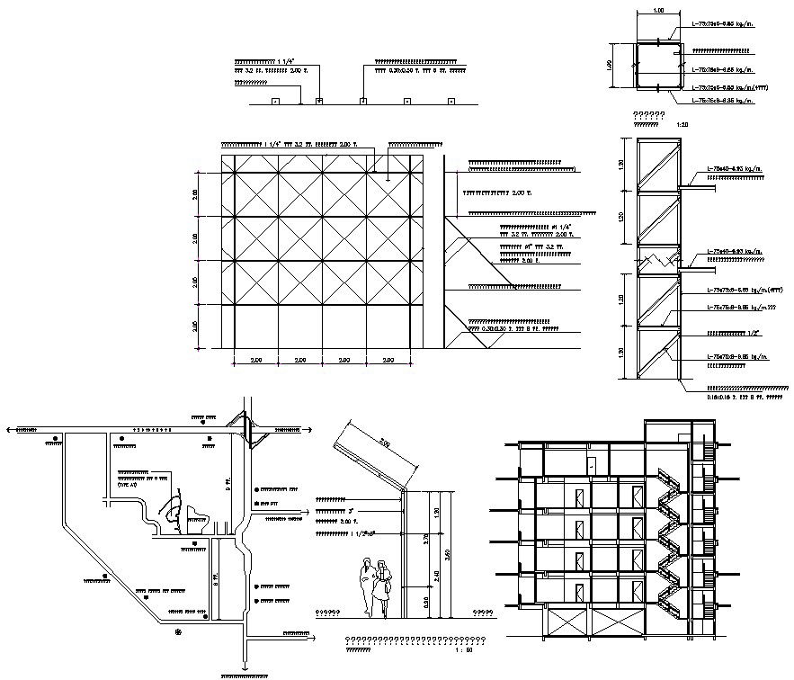 AutoCAD DWG Drawing 2D file shows the Details of the G+5 Apartment Building side Elevation design. Download the AutoCAD DWG file.