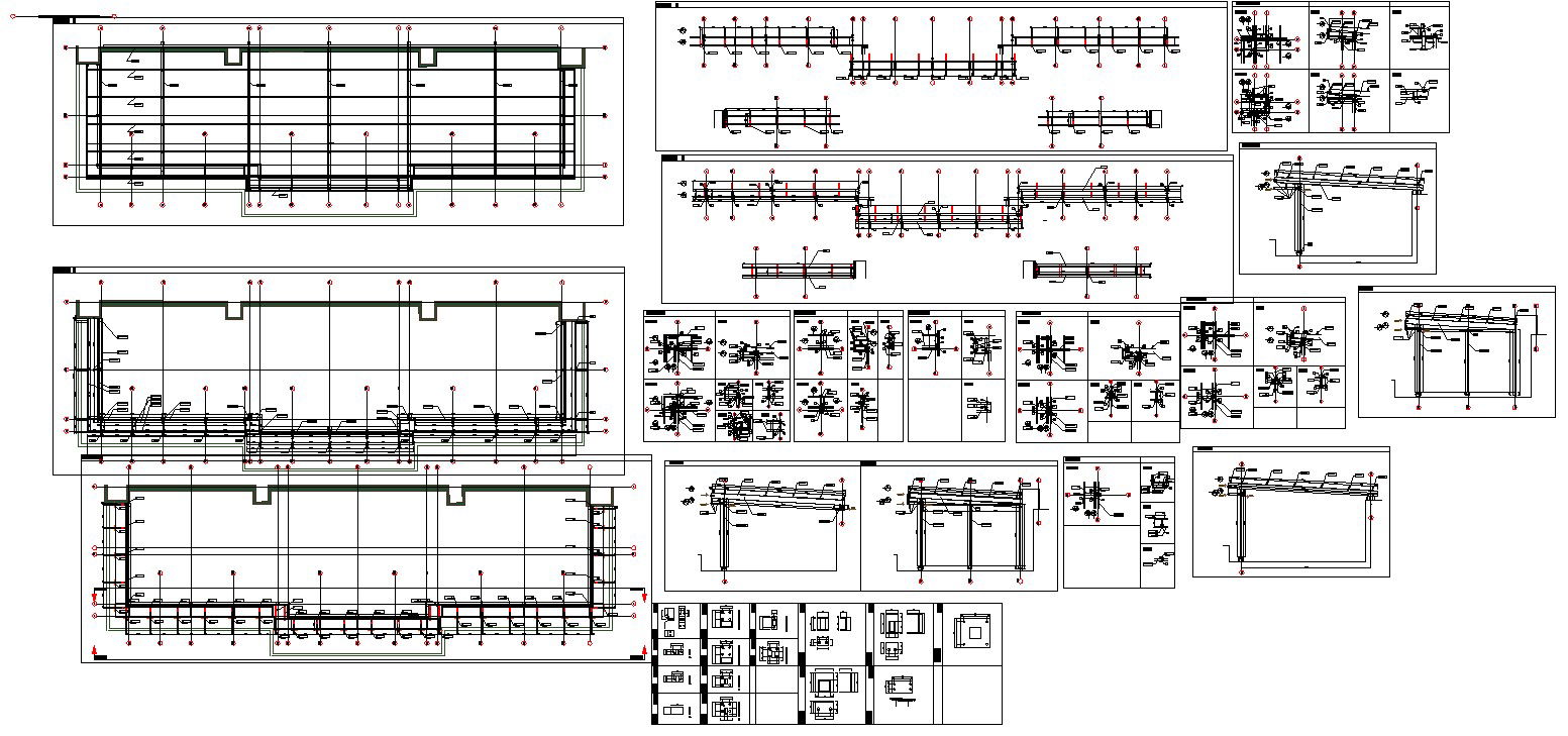 AutoCAD DWG Drawing file having the beam-column Section and elevation details of the hotel building, Download the AutoCAD DWG file