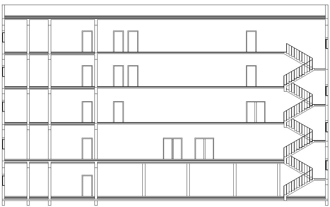 AutoCAD DWG Drawing file of G+3 School building section with outer staircase is given in this drawing file. 