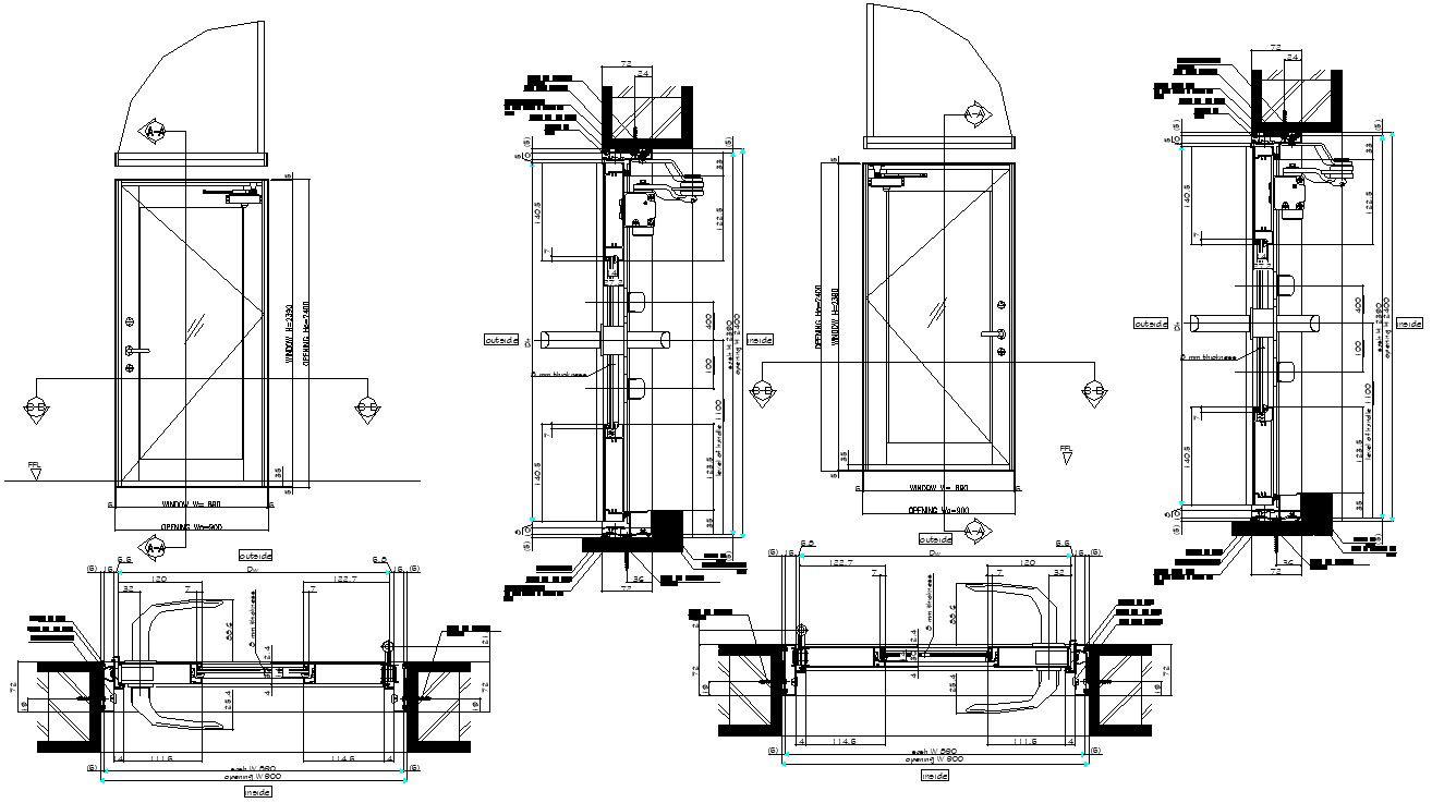 AutoCAD DWG Drawing file of the door section and elevation design are given, Download the AutoCAD DWG file.