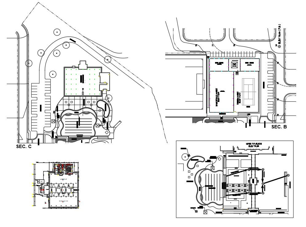 AutoCAD DWG Drawing of Amenity resort site development plan design details.Download Autocad DWG file.