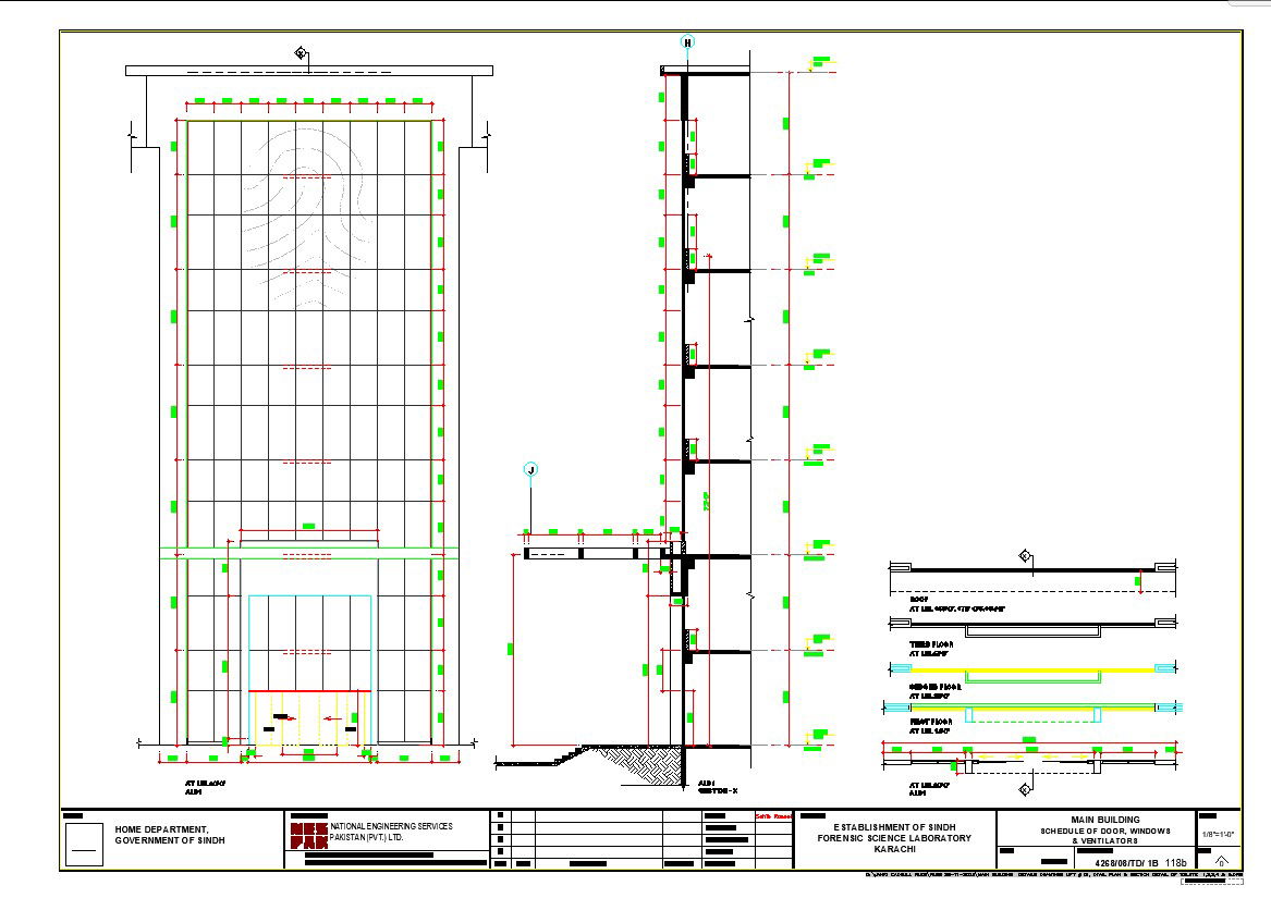 AutoCAD DWG File: Door, Window, and Ventilator Schedule