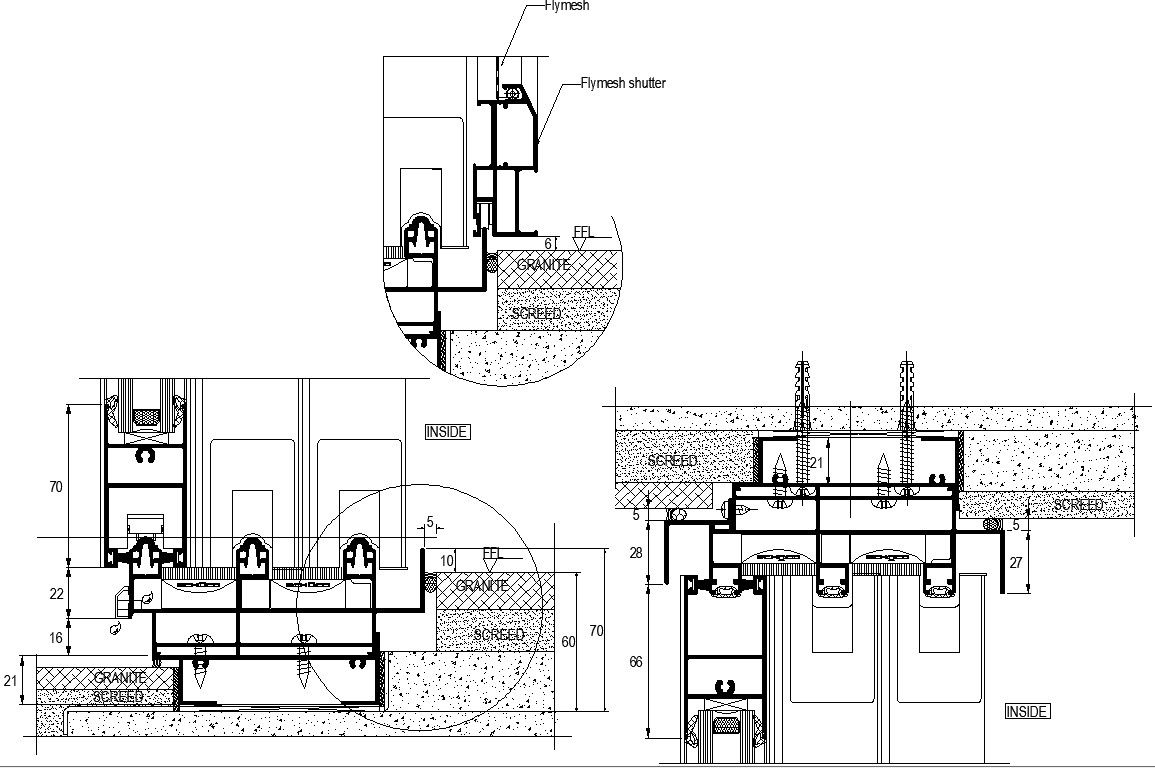 AutoCAD DWG File showing the details of Bottom Flush and distribution details,.Download the Autocad DWG file.