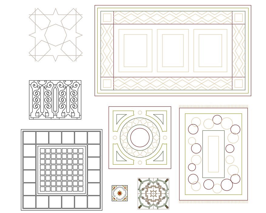 AutoCAD DWG drawing file contains various types of creative architectural floor mat block design.Download the AutoCAD drawing file. 