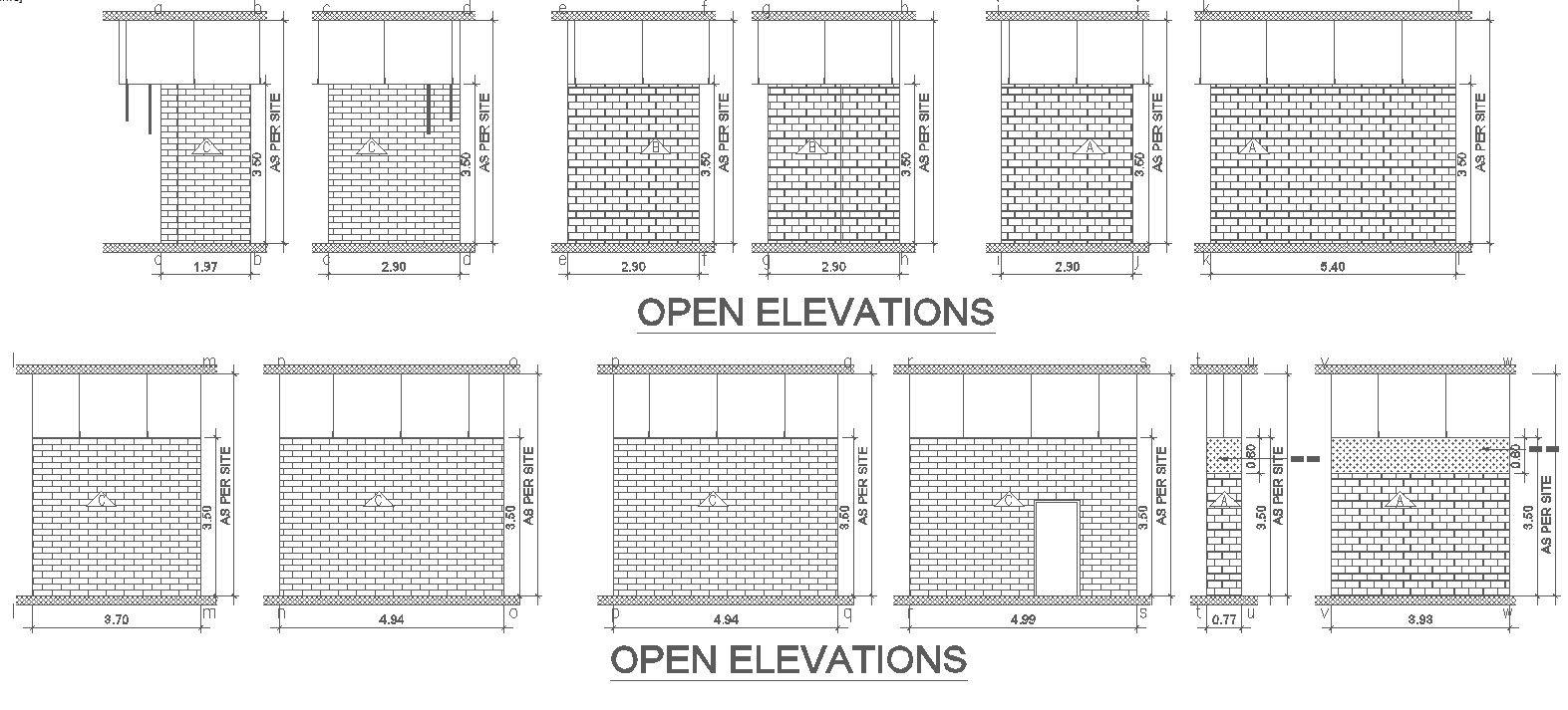 AutoCAD DWG drawing file details of the wall elevation are given. Download the AutoCAD 2D DWG file.