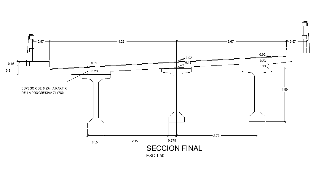 AutoCAD DWG drawing file has the detail of structure section view.Download now.