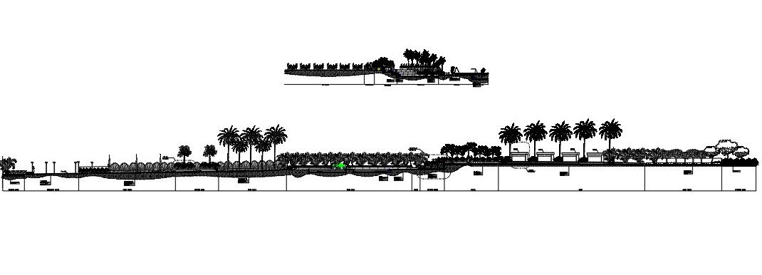 AutoCAD DWG drawing of the Garden landscape section and elevation details. Download the AutoCAD DWG file.