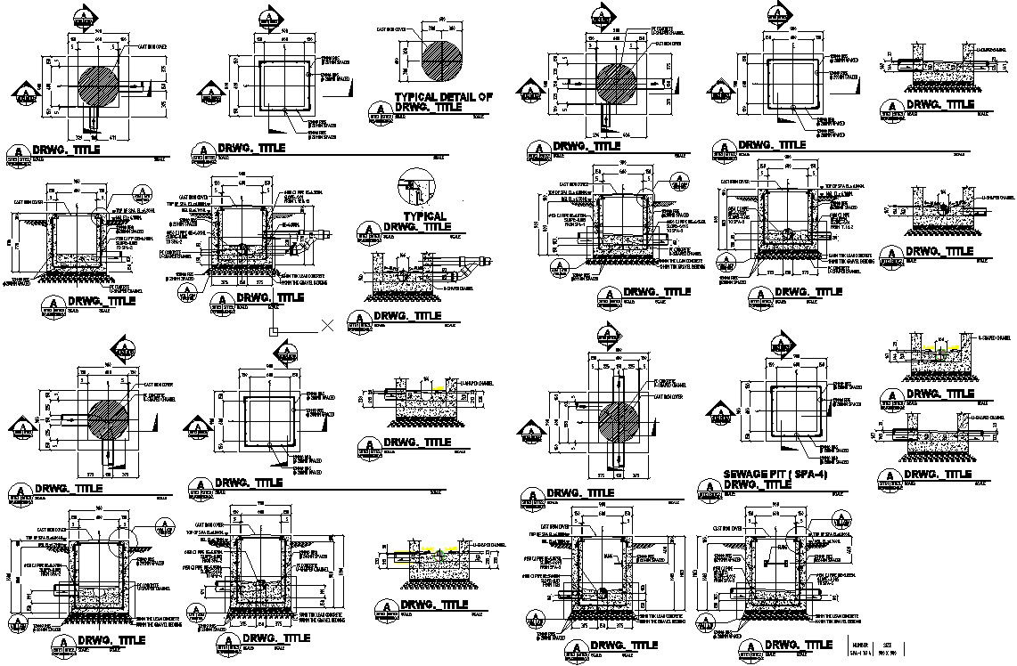 AutoCAD DWG file having the typical detailed drawing of the sewage pit, download the AutoCAD dwg file