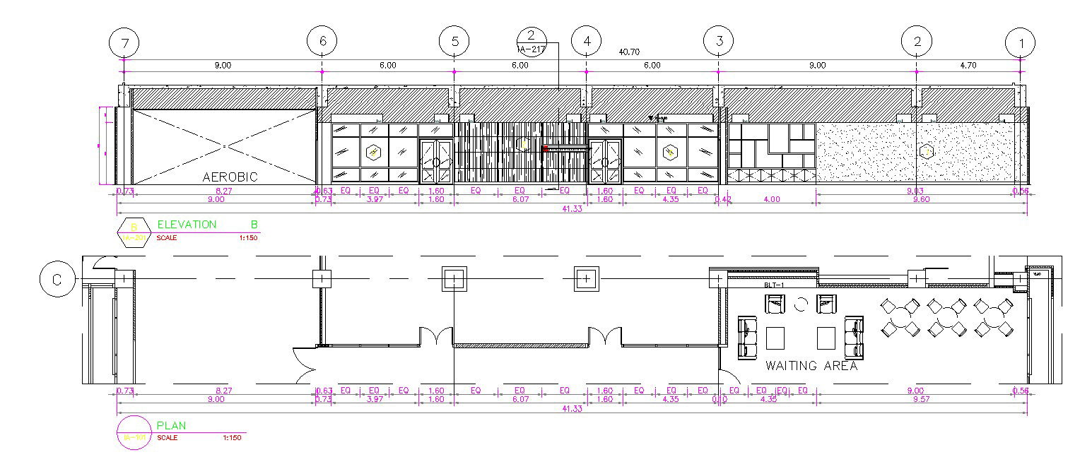 AutoCAD DWG file provides the floor plan and the elevation of the Aerobic building is given.Download AutoCAD DWG file now.