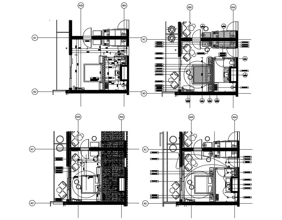 AutoCAD DWG file showing Key plan of a standard Guest room with C on Doors. Download the AutoCAD DWG file
