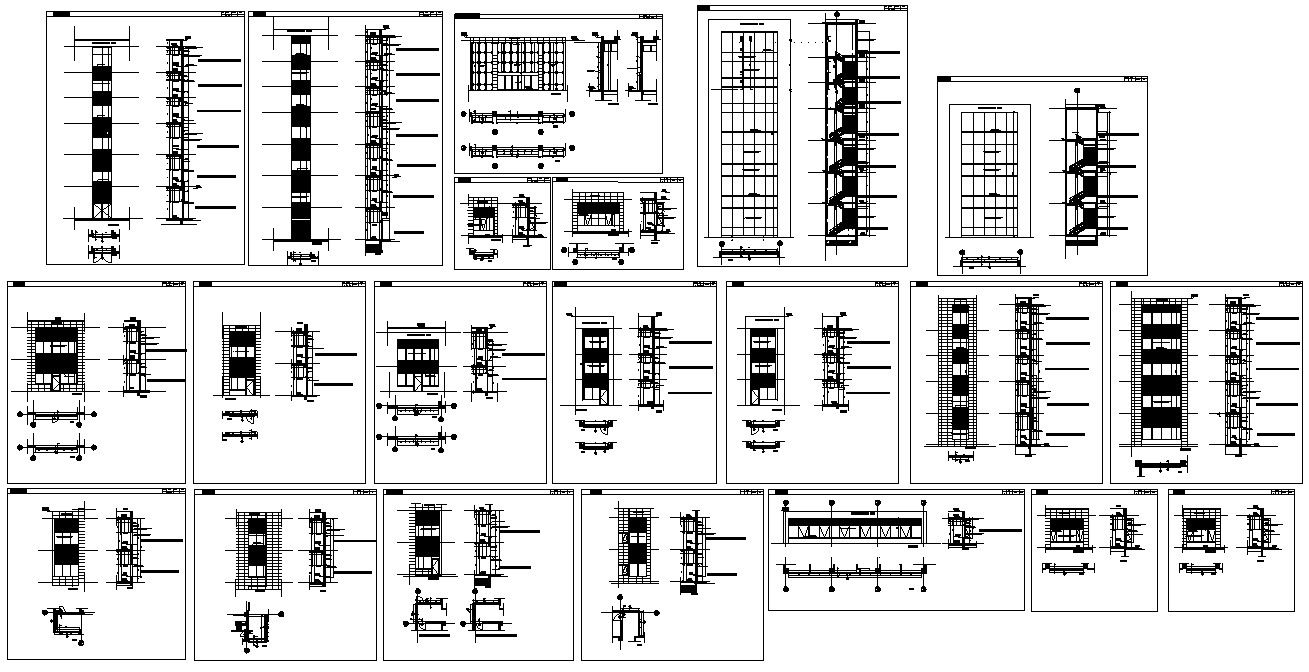 AutoCAD DWG file showing the details of five-story building Curtain wall details.