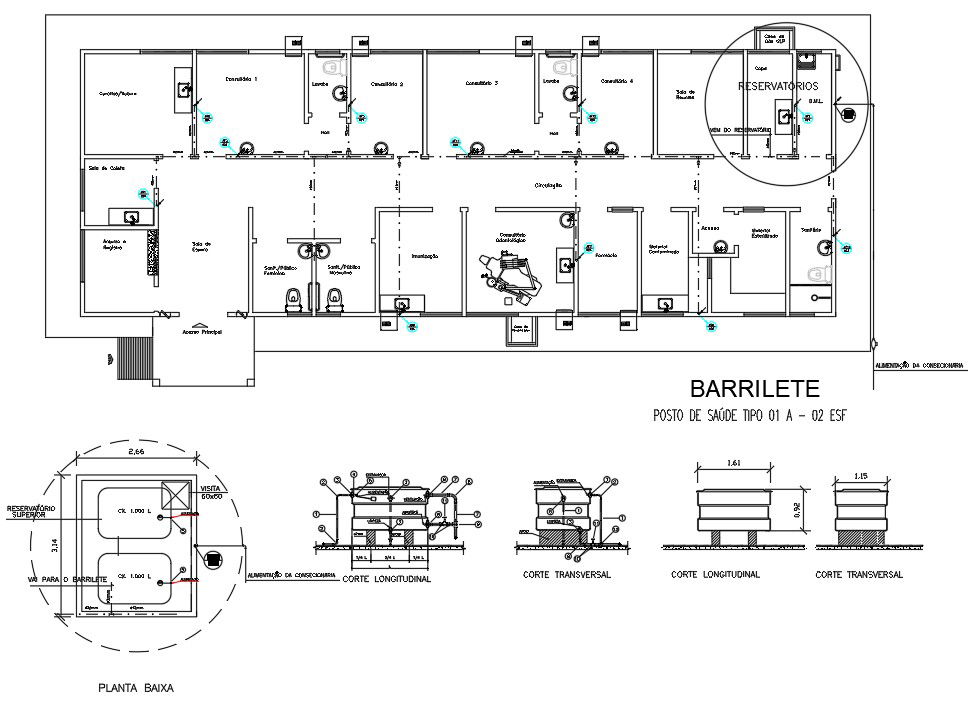 AutoCAD DWG showing a floor plan of a commercial complex. Download the AutoCAD 2D file